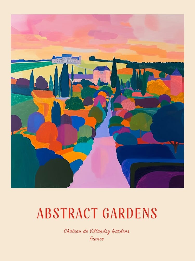 Colourful Gardens Chateau De Villandry Gardens France 1 Red Poster
