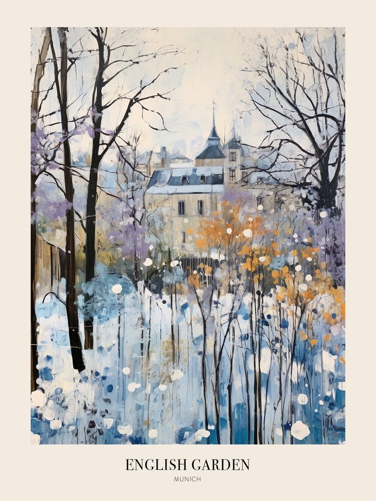 Winter City Park Poster English Garden Munich Germany 4
