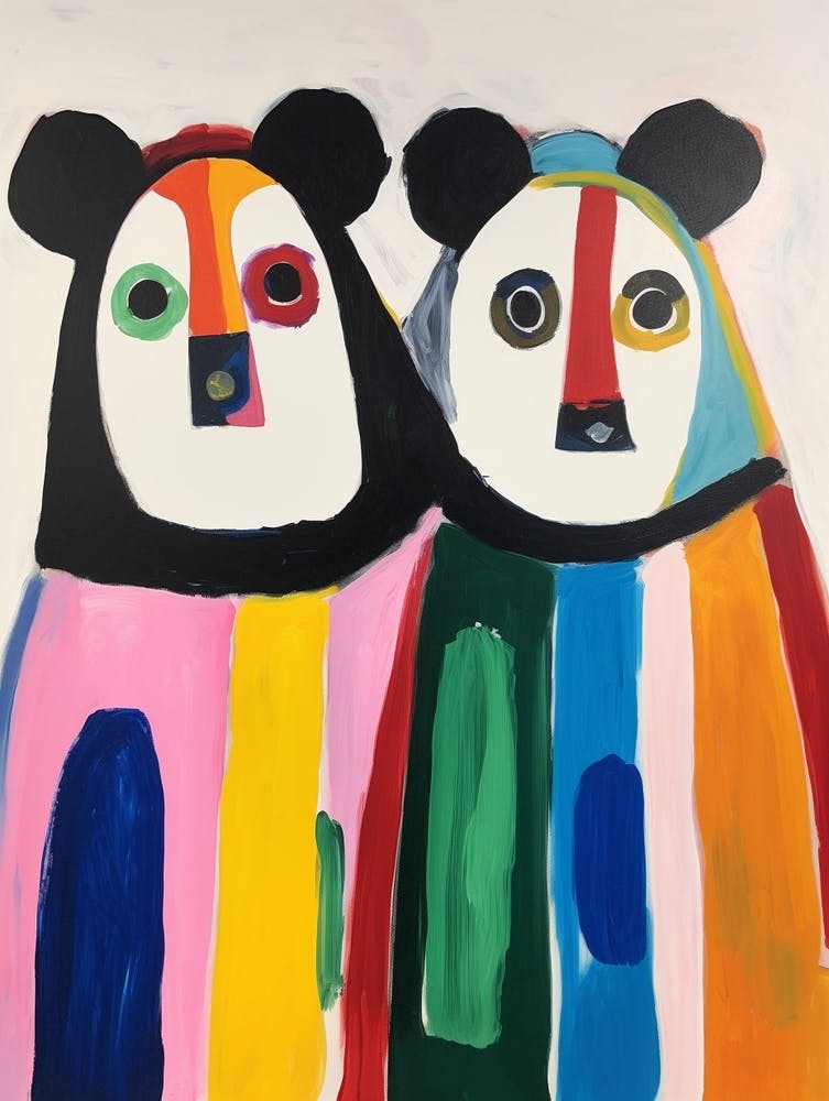 Colourful Kids Animal Art Panda
