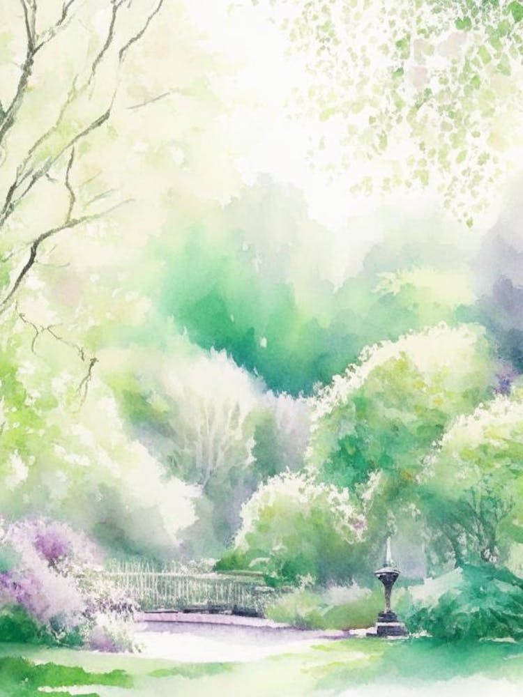 Central Park Conservatory Garden, 2, Usa Pastel Watercolour