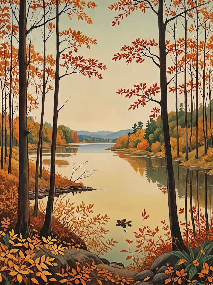 Autumn Lake In The Woods