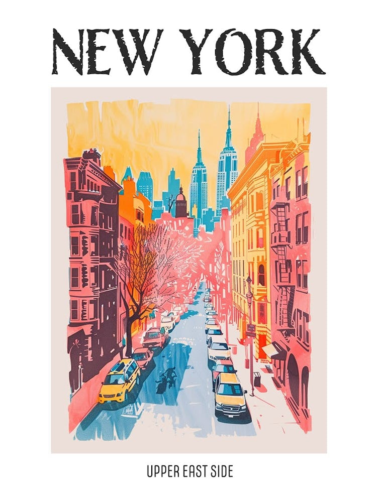Upper East Side New York Colourful Silkscreen Illustration 3 Poster