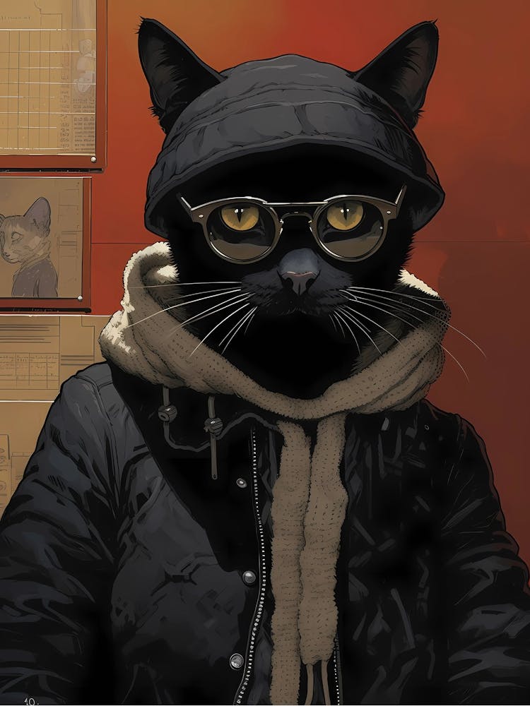 Black Cat With Glasses
