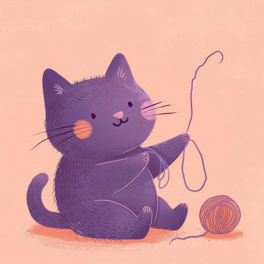 Cat Playing With Yarn 2