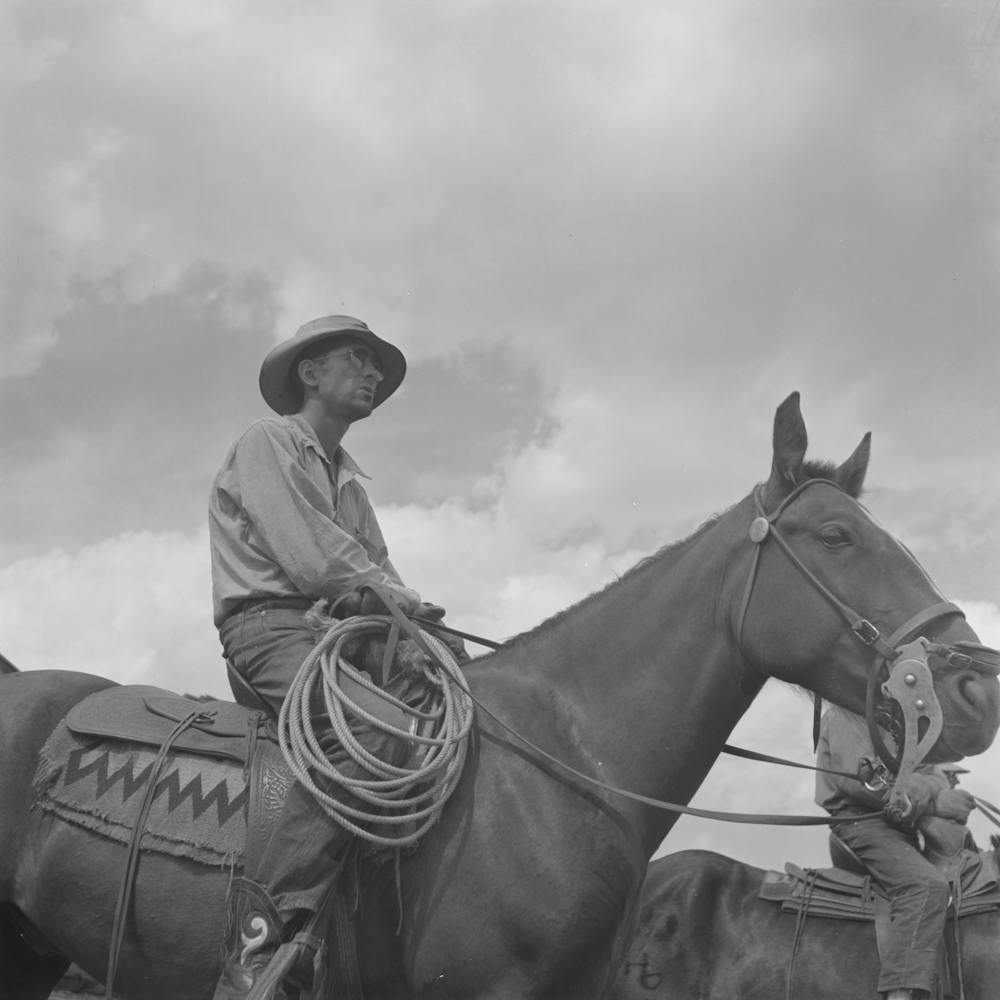 Big Hole Valley, Beaverhead County, Montana, Rancher On Horseback By Russell Lee