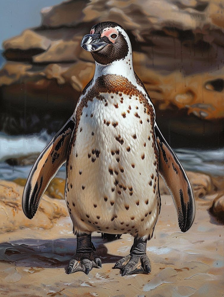 African Penguin Kangaroo Island Penneshaw Oil Painting 3
