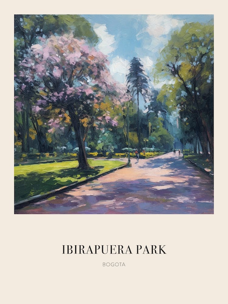 Ibirapuera Park Bogota Vintage Cezanne Inspired Poster
