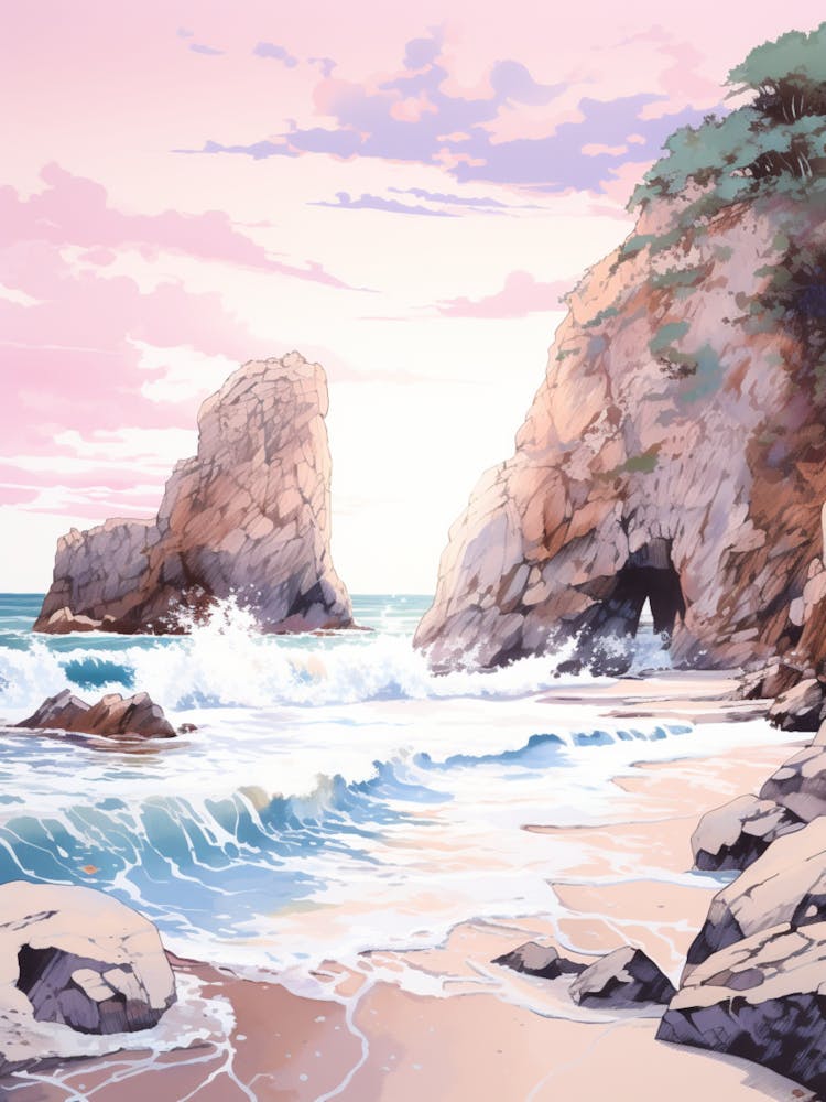 A Sketch Of Pfeiffer Beach, Big Sur California Usa 3