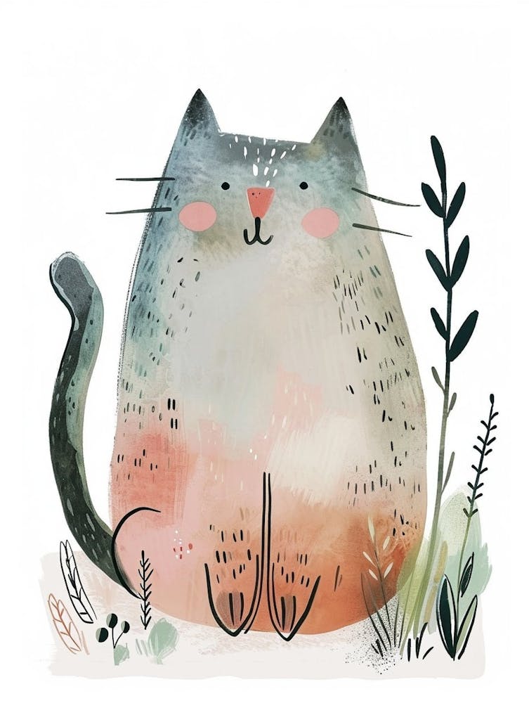 Cymric Katze Clipart-Illustration 1