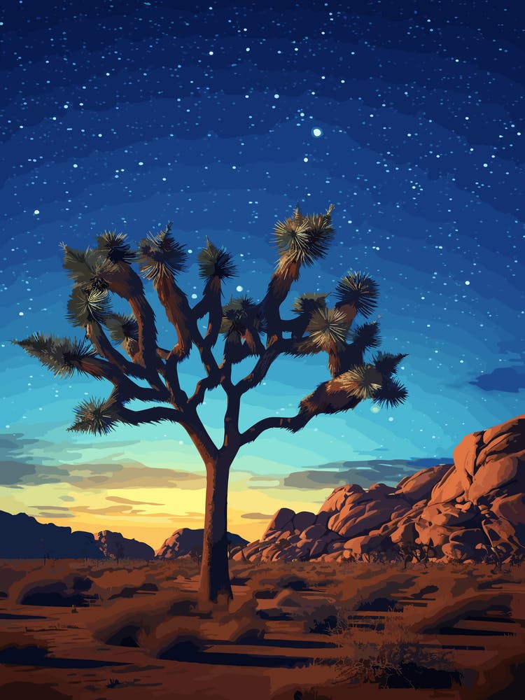 Joshua Tree With Starry Sky In Nat Viga Style 2