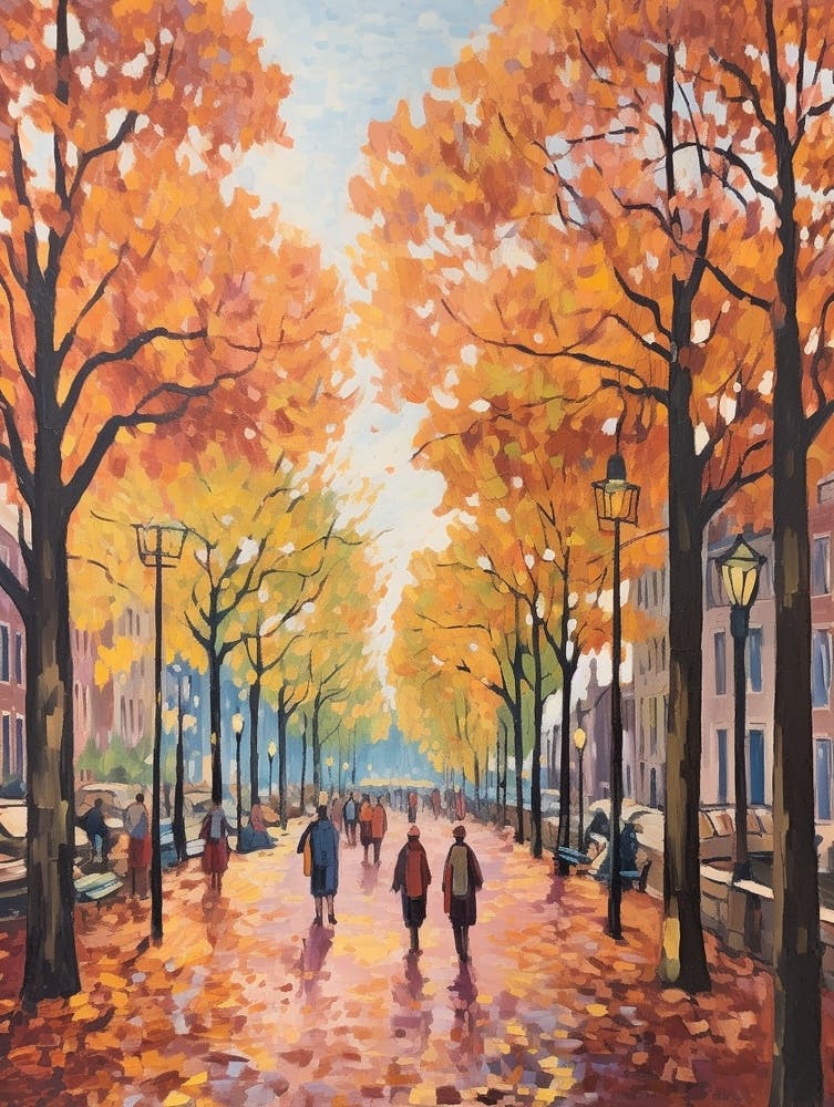 Autumn City Park Painting Westerpark Amsterdam Netherlands 2