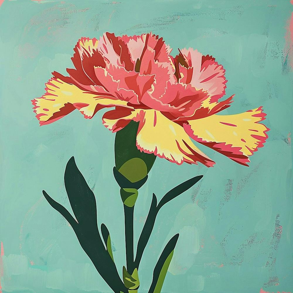 Carnation 1 Square Flower Illustration