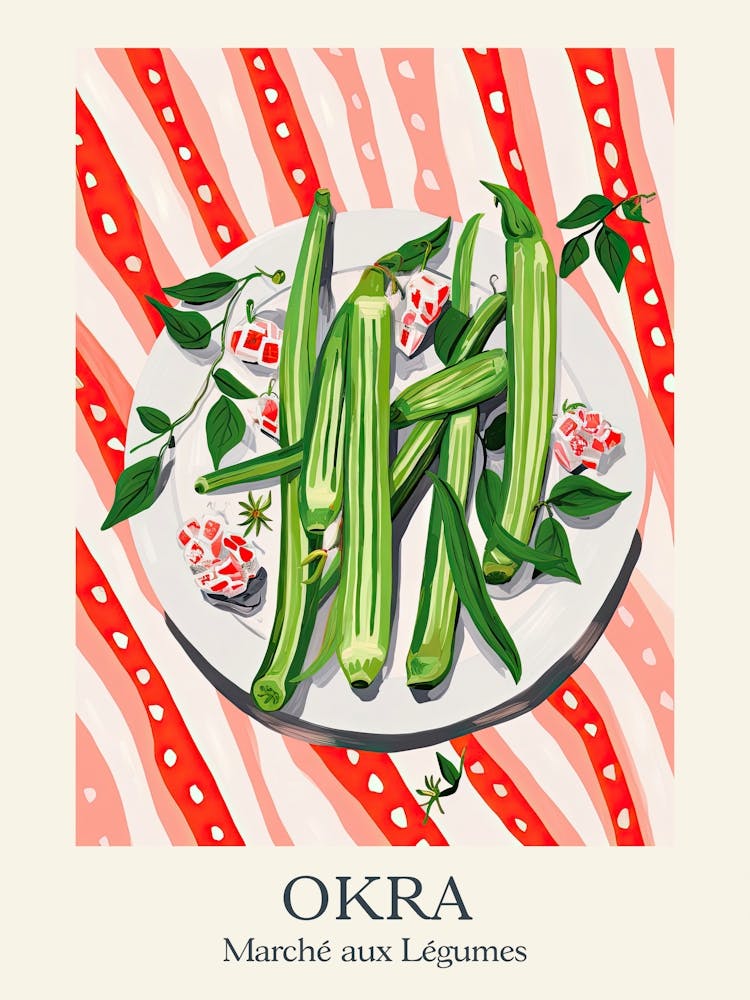 Marche Aux Legumes Okra Summer Illustration 3