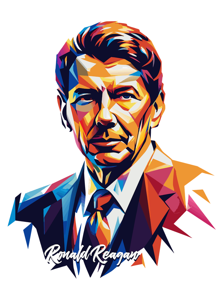 Ronald Reagan 03 Portrait WPAP Pop Art