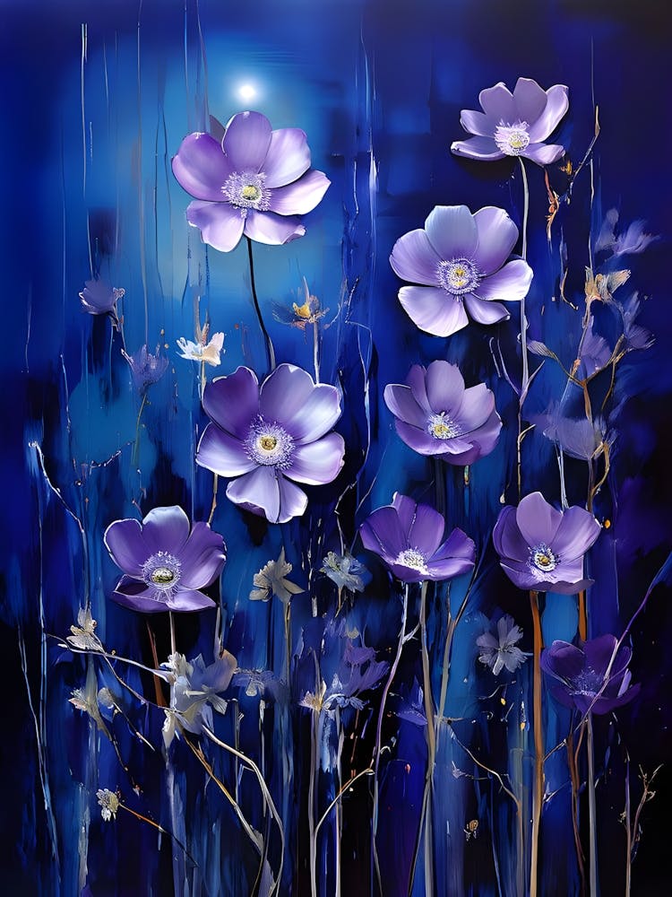 Purple Flowers At Night