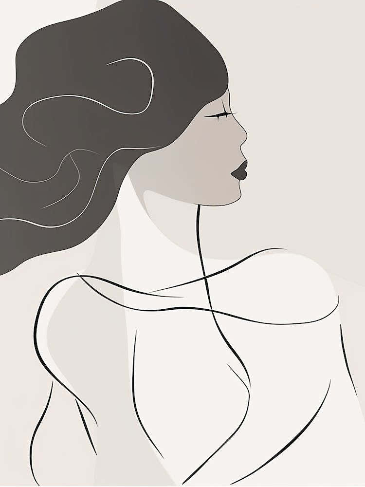 Woman Silhouette Line Art Abstract 3