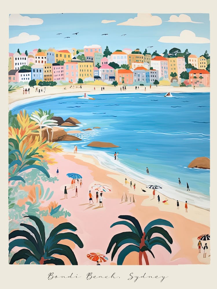 Affiche de Bondi Beach, Sydney, Australie, Style Matisse et Rousseau 4