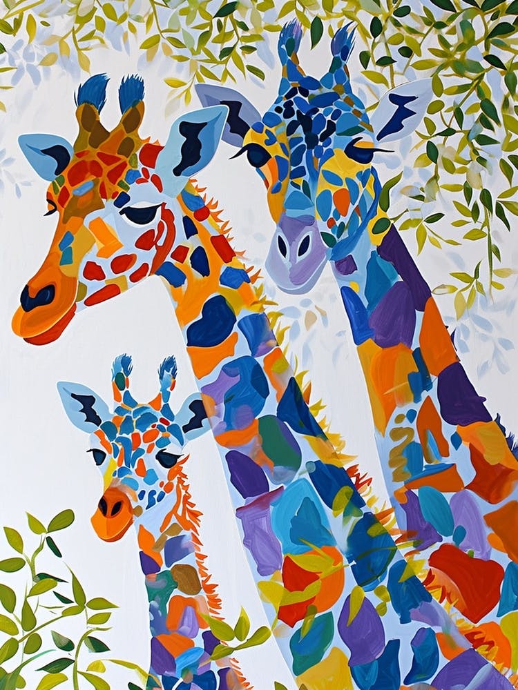 Sweet Painting Of Giraffe Family 2