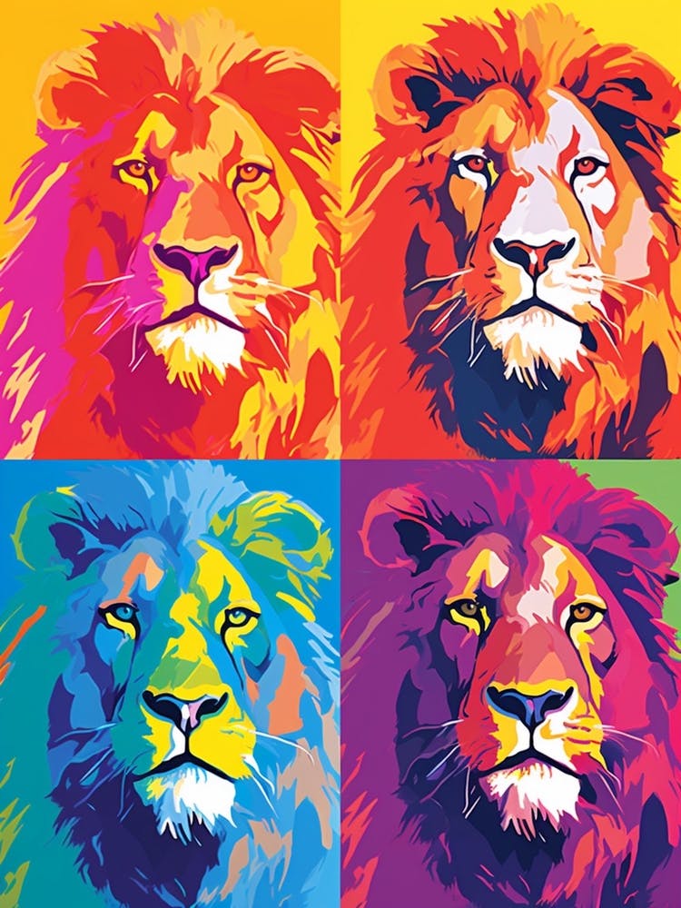 Lion Tile Pop Art Style