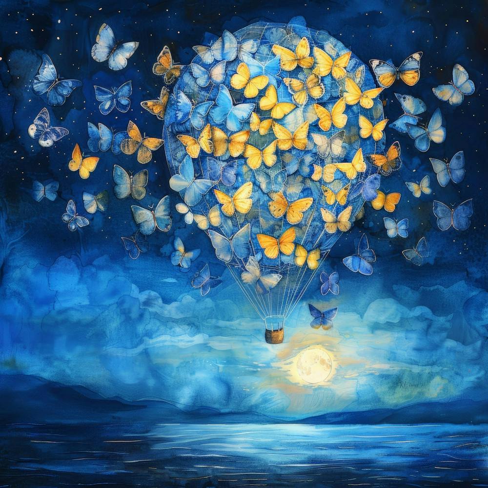 Hot Air Balloon With Butterflies