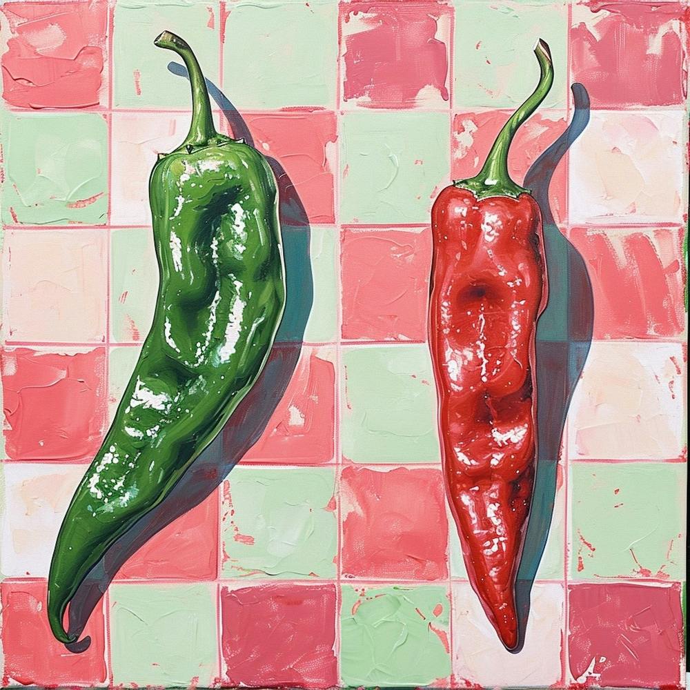 Red & Green Chillis Checkerboard 3