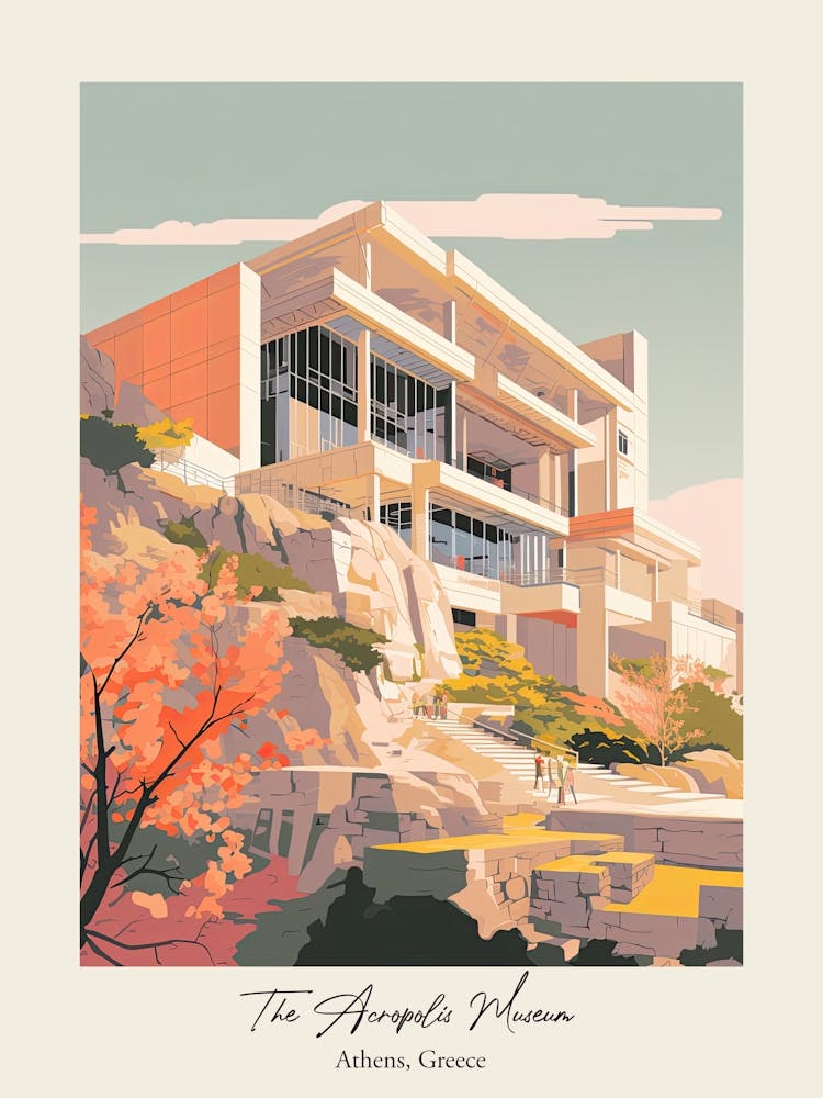 The Acropolis Museum   Athens, Greece   Cute Botanical Illustration Travel 1 Poster