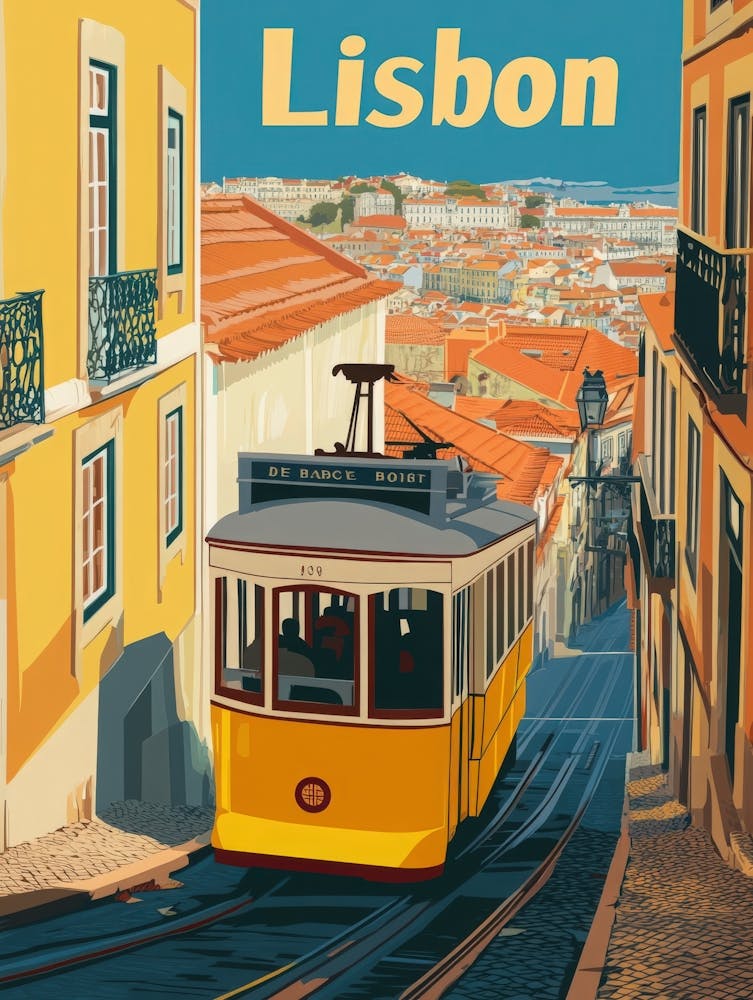 Aihrgdesign A Vintage Travel Poster Of Lisbon Featuring The I 7a321871 Ffb8 4bbb 80b3 9e81d0d4035e 0