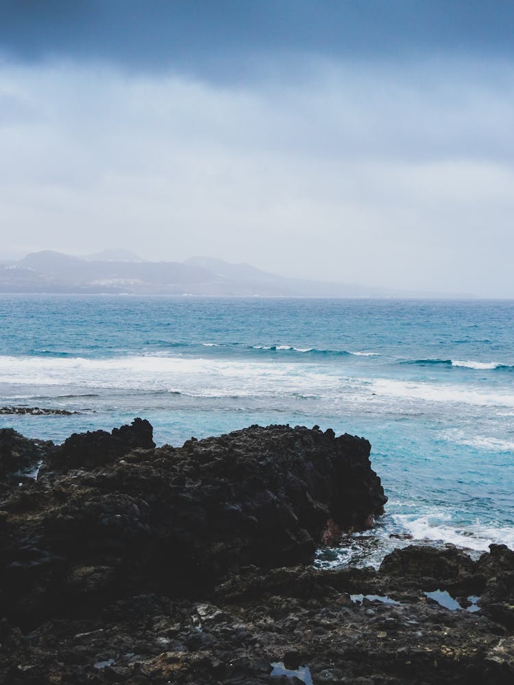 Rocky Beach On A Cloudy Day