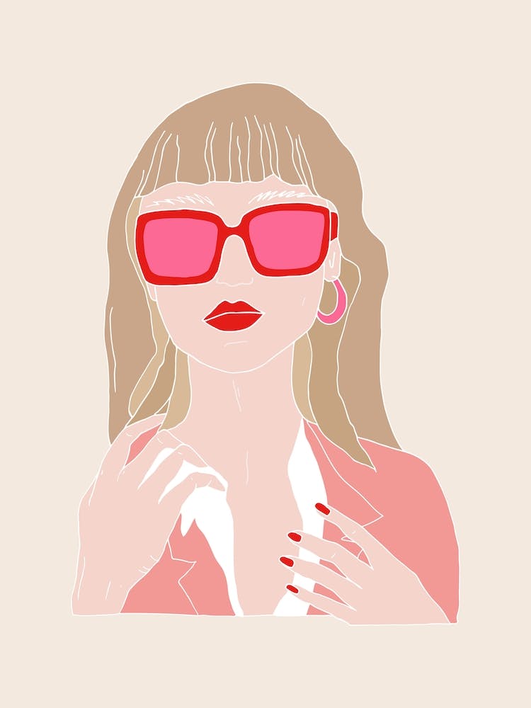Pink Glasses Girl Blonde