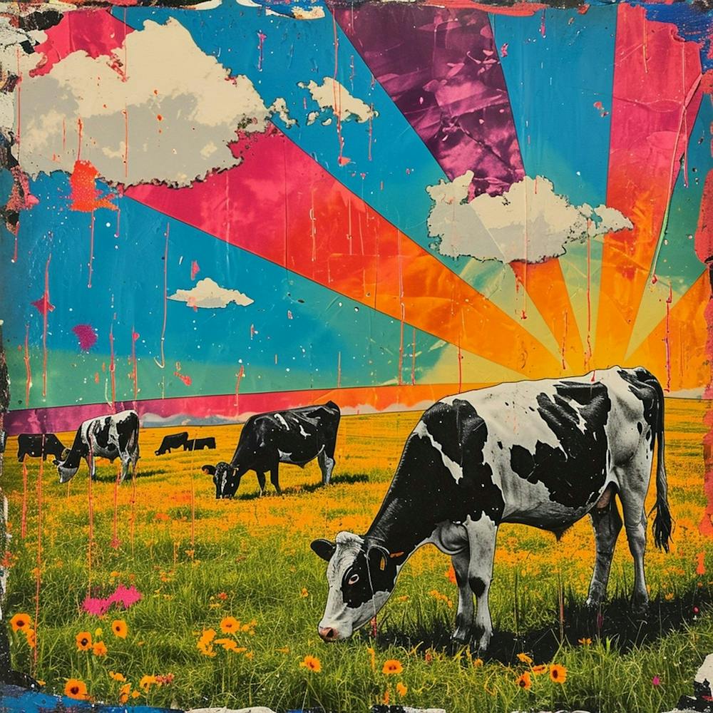 Rainbow Sun Cow Collage