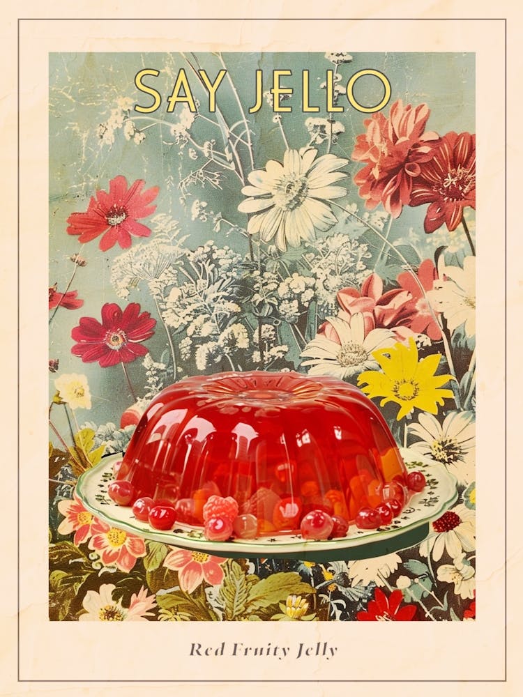 Red Fruity Jelly Retro Collage 3 Poster