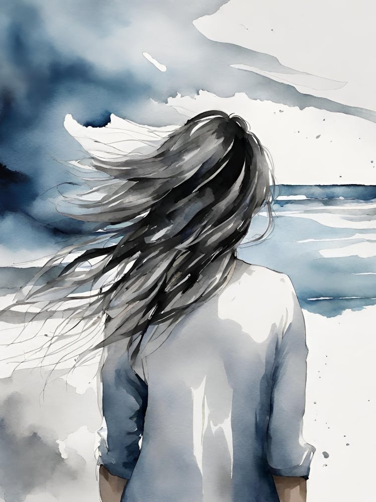 Girl With Hair Blowing In The Wind