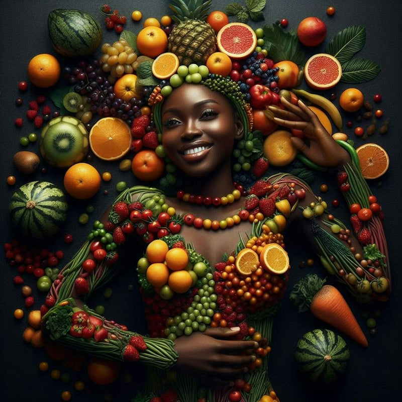 Afro-American Woman With Fruits