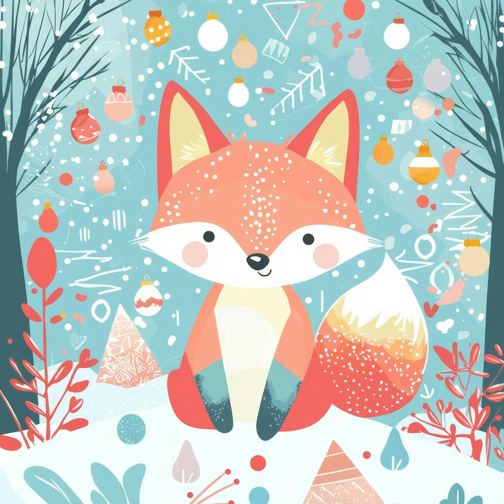 Vector Illustration Cute Christmas Fox With