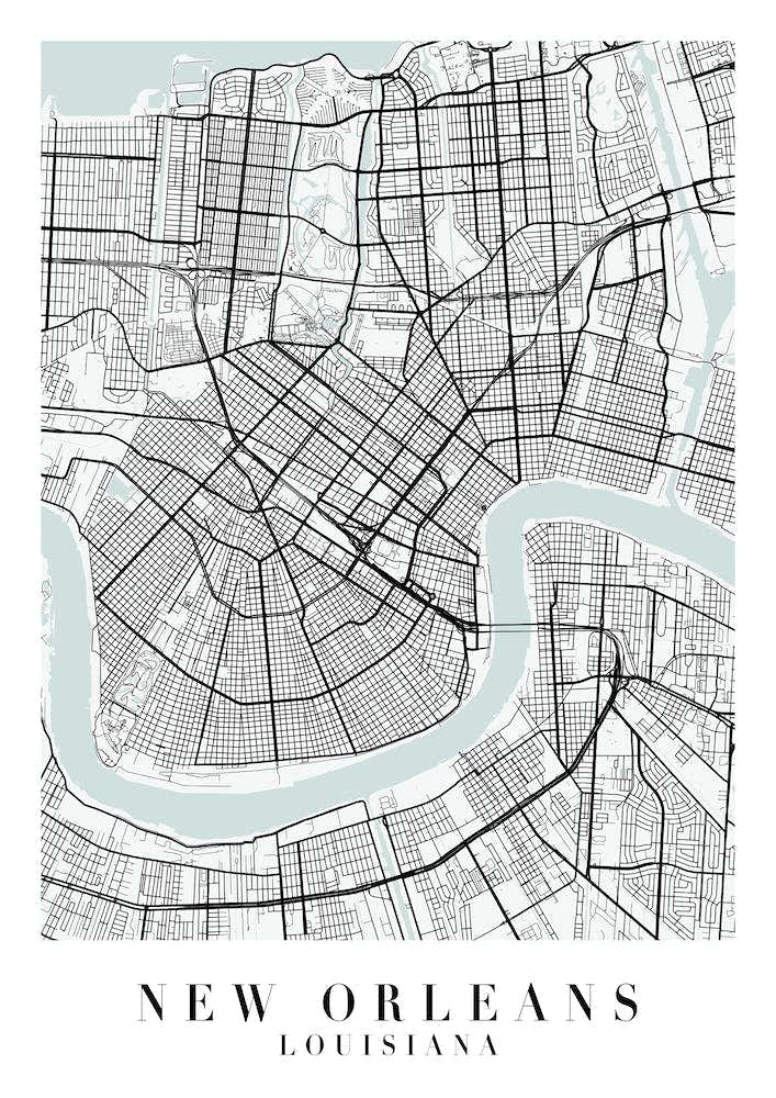 New Orleans Louisiana Street Map Minimal Color
