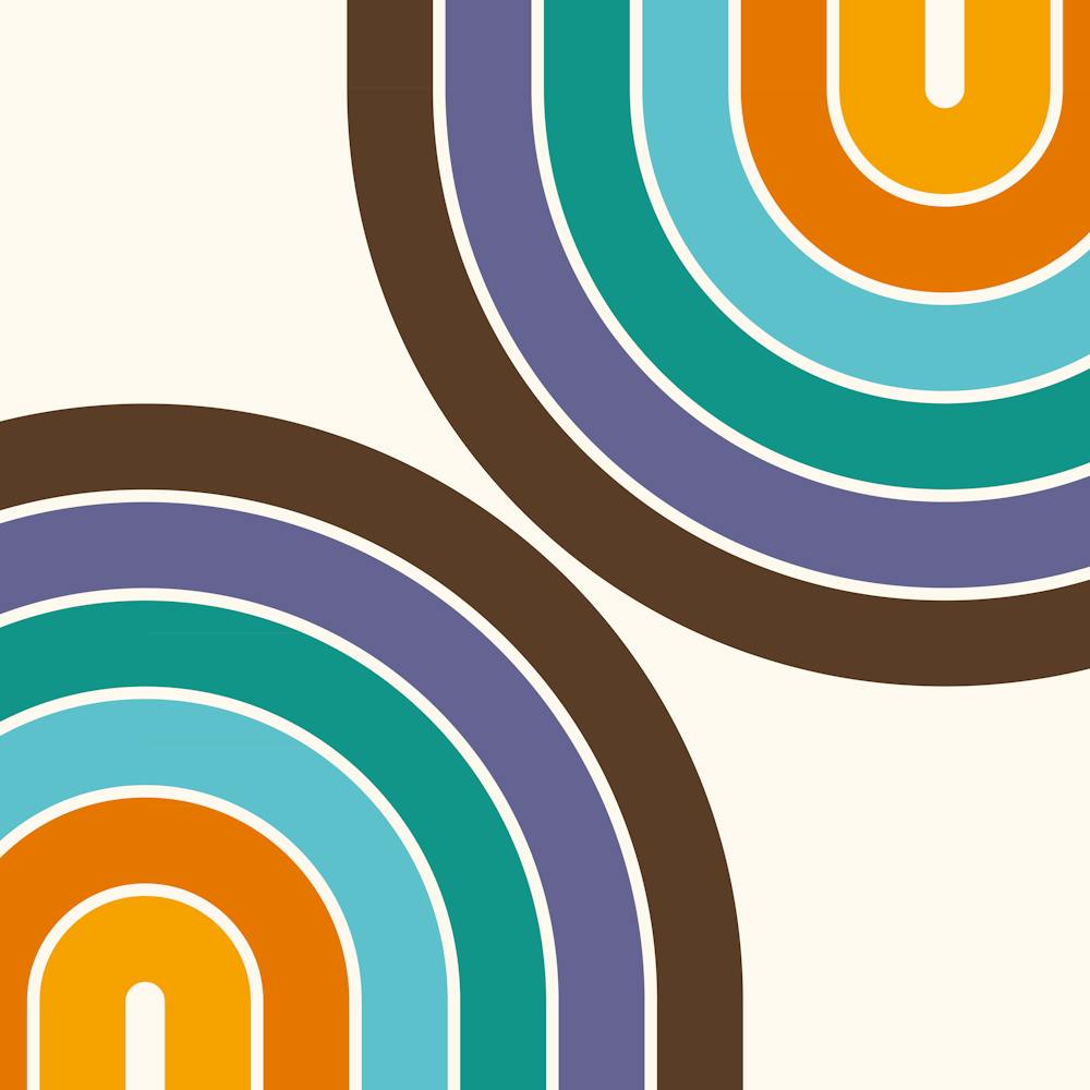 Midcentury Modern Geometric Rainbow C16 In Retro Gold Teal Brown Purple 02