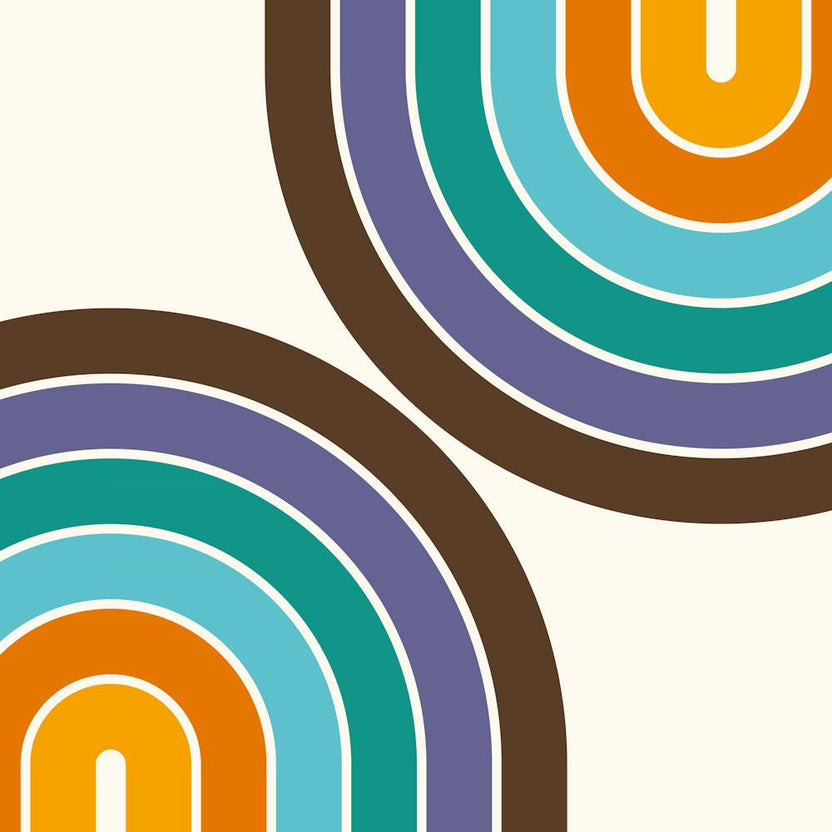 Midcentury Modern Geometric Rainbow C16 In Retro Gold Teal Brown Purple 02