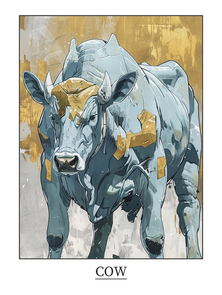 Cow Precisionist Illustration 2 Poster