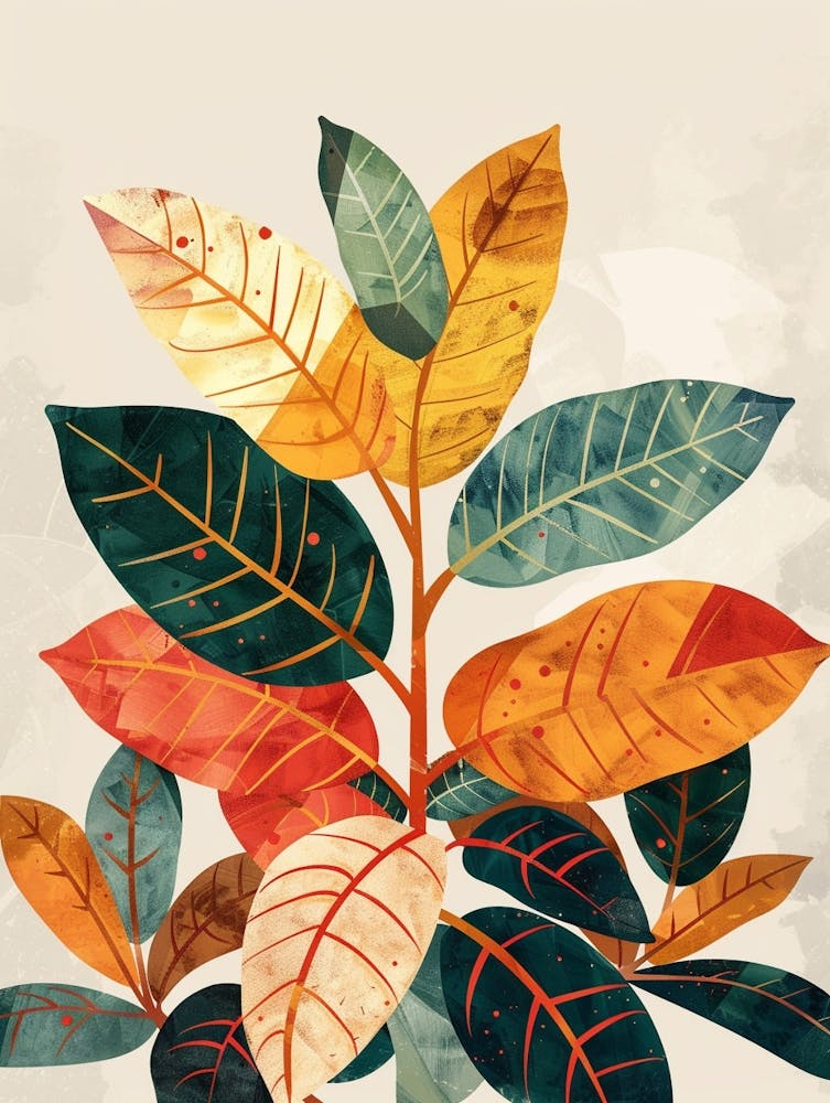 Croton Plant Minimalist Illustration 5