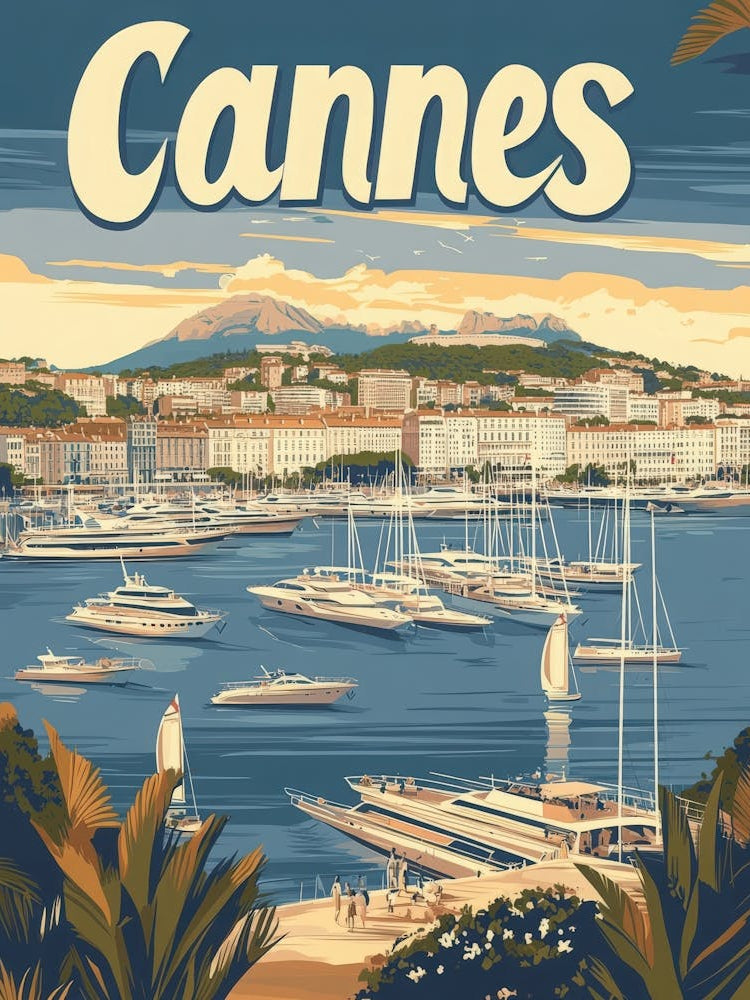 Aihrgdesign A Classic 1960s Travel Poster For Cannes