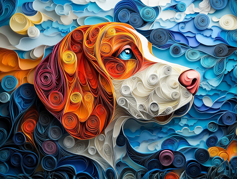 Basset Hound Paper Quilling Portrait II