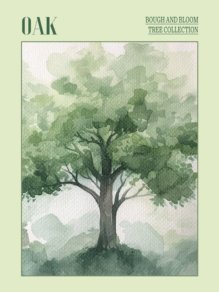 Oak Tree Atmospheric Watercolour Painting 2 Poster