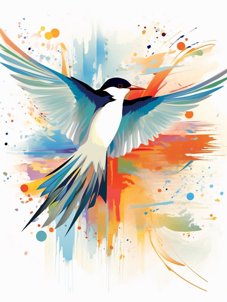 Peinture-Collage d'Oiseau - Sterne Pierregarin 3