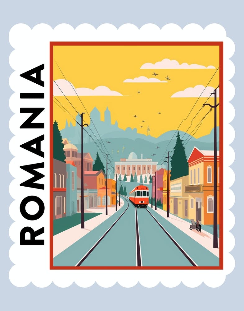 Romania 3 Travel Stamp Poster