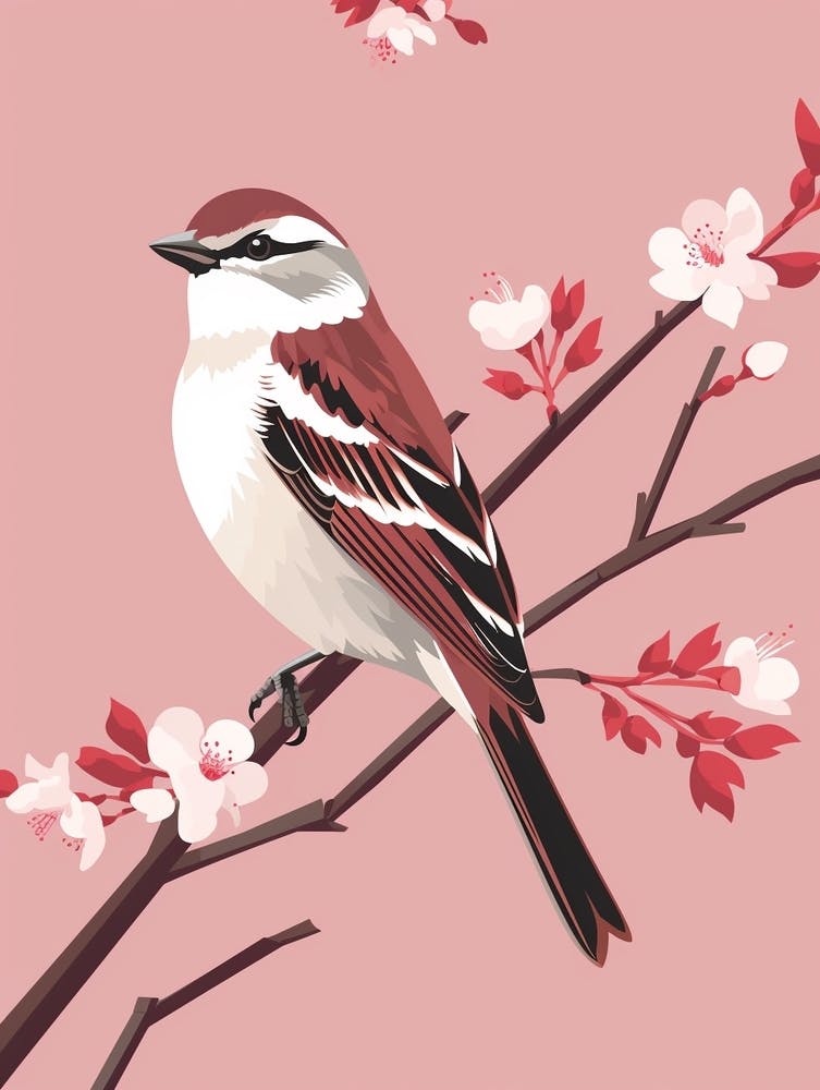 Illustration Minimaliste Moineau Domestique 1