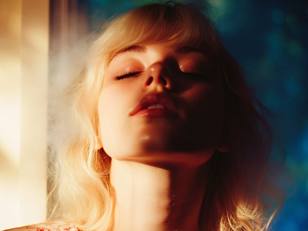 Blonde Girl Smokes