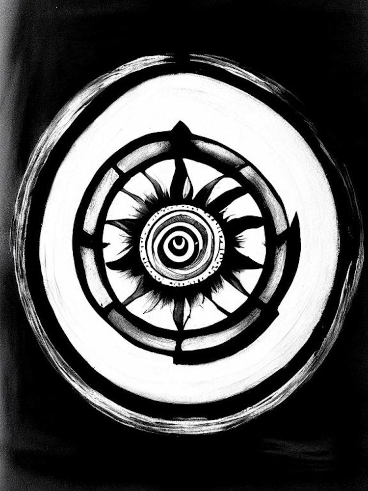Dharma Wheel, Symbol, Third Eye Black & White