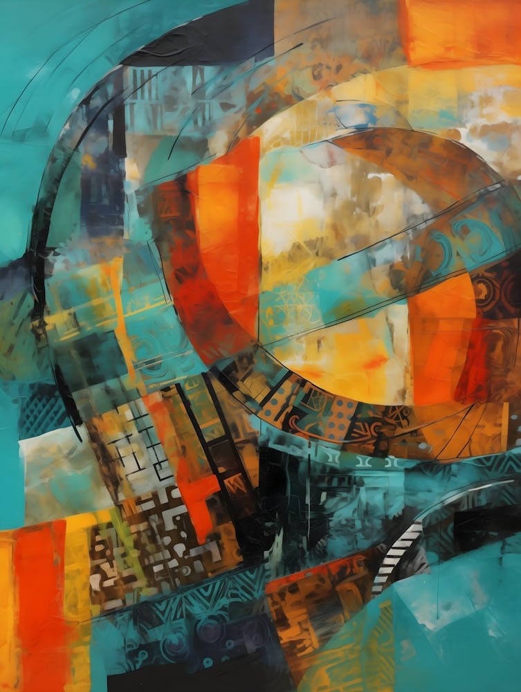 Revolution, Abstract Collage In Pantone Monoprint Splashed Colors