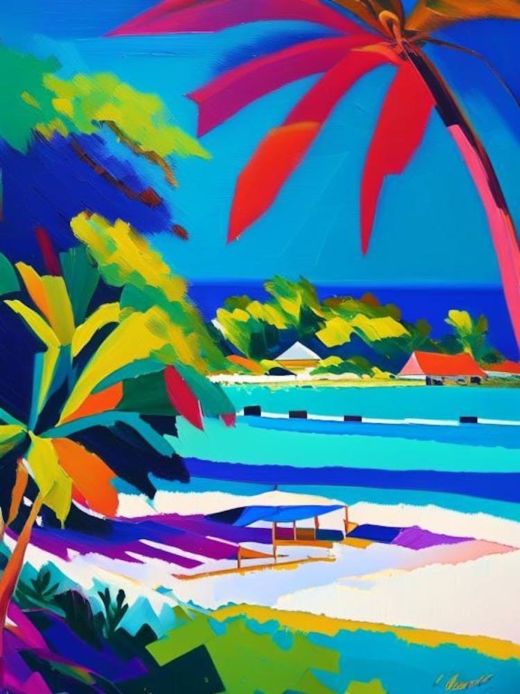 Cayo Levantado Dominican Republic Colourful Painting Tropical Destination