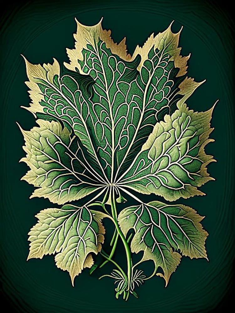 Siberian Ginseng Leaf Vintage Botanical 3